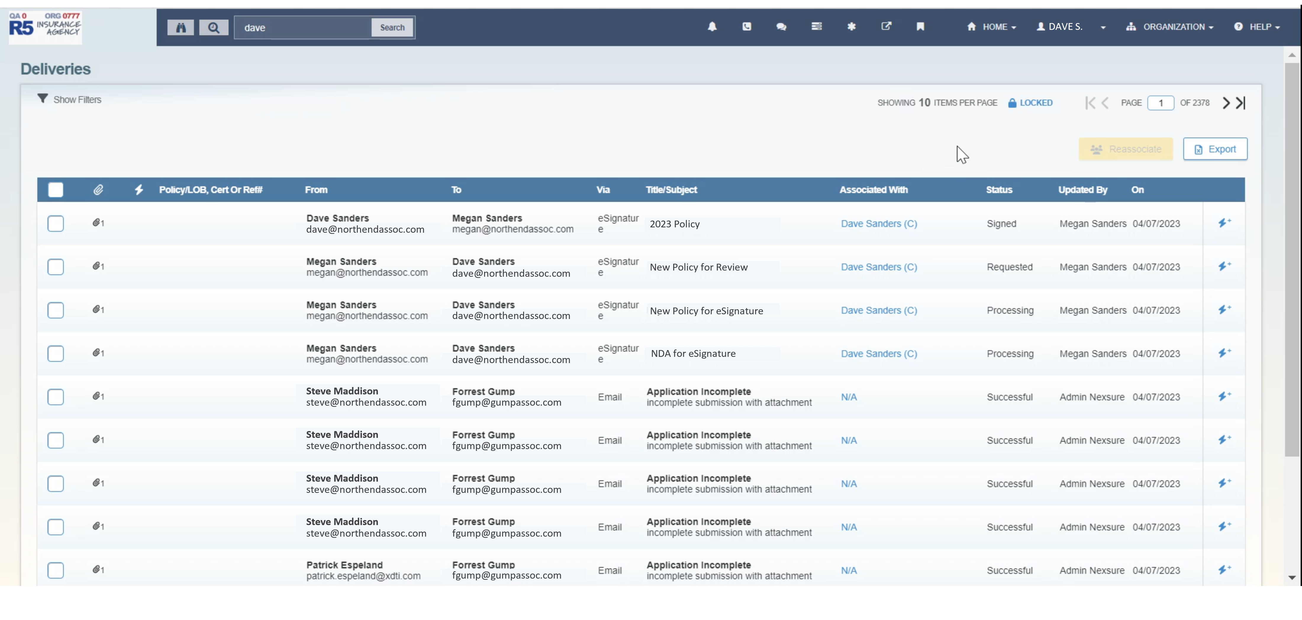 Monitor the status of your eSign requests inside Nexsure